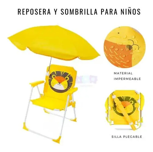 Sillon Reposera Infantil Con Sombrilla. Varios Colores