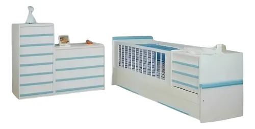 D_816027-MLA89087587332_082025-O.webp Cama Cuna Funcional Romana Con Carro-. Mdf Laqueado Cod. 205