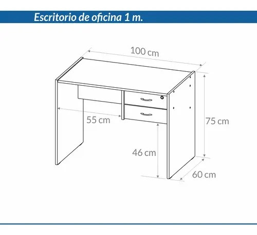 Escritorio Oficina 2 Cajones 100cm 18mm Espesor Premium 910 Blanco Piro