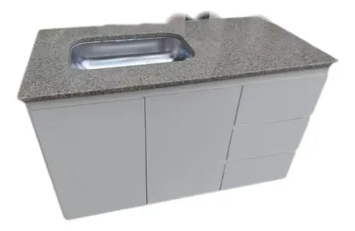 Bajo Mesada 120 X 57 X 82 Mdf 15 Mm- Con Mesada Marmol Sint
