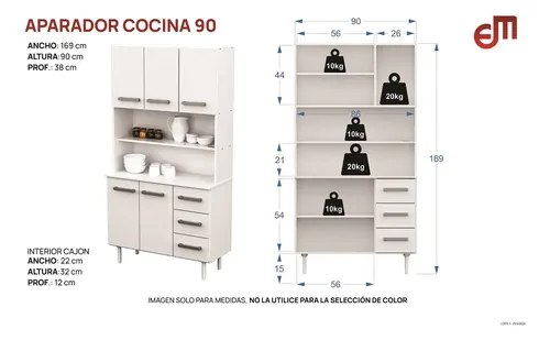 D_817875-MLA100270983545_122025-O.webp Vajillero Aparador Mueble Organizador De Cocina Despensero Color Avellana