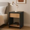 Mesa De Luz Moderna Mesita De Noche Línea Niza Gris Y Roble Kendal 1 Cajón Frente Símil Madera Estante Inferior Melamina... Mate Gris / Roble Kendal