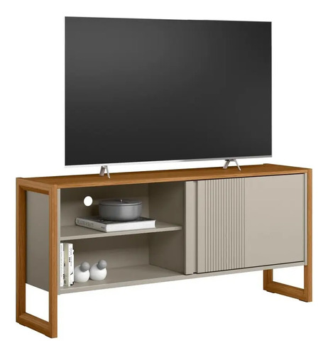 Estante Para Tv Gold Linea Brasil De 55 Pulgadas, Color Natural/blanco Roto