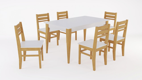 D_819888-MLA79324315959_092024-O.jpg Mesa Comedor Escandinava 1.50 X 90 + 6 Sillas Atlantic- Pino