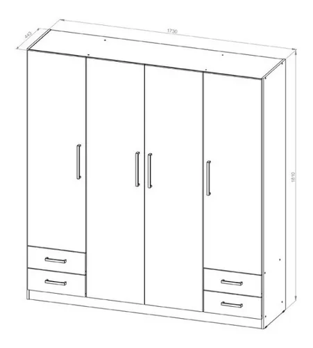 Ropero Placard Organizador 4 Puertas- 4 Cajones- Pac170