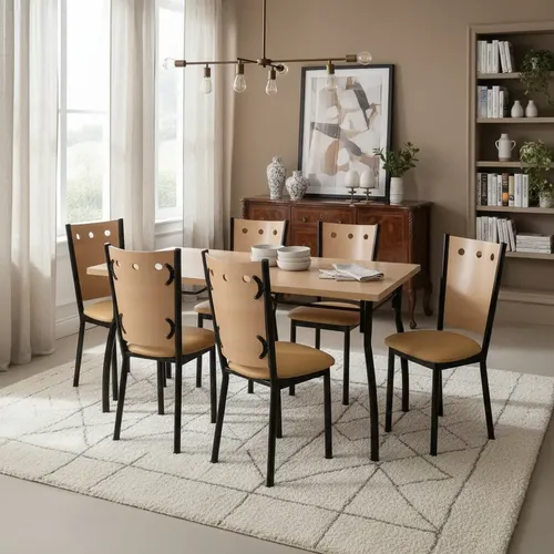 Combo Cocina Comedor Mesa Melamina 140 + 6 Sillas Venecia