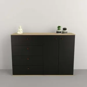 D_824328-MLU75269319313_032024-O.webp Mobilarg Bahiut Vajillero 2 Puertas 4 Cajones Living Melamina Color Olmo Negro
