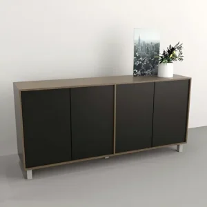 Mueble Bahiut Vajillero 4 Puertas Nogal/negro 7008 Tables Ogal/negro