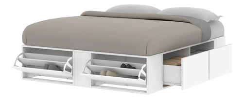 Base Box Para Sommier 140 O 160 X 190- 4 Cajones 2 Zapateros