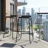 Banquetas Industrial Soho Negra Taburete Kit X2 Alto Asiento De Chapa Metálica Con Respaldo Caño Redondo 5/8 Para Barra Cocina Desayunador Living Resistente 90 Kg Bcs023 Dielfe Laqueado Negro