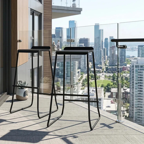 Banquetas Industrial Soho Negra Taburete Kit X2 Alto Asiento De Chapa Metálica Con Respaldo Caño Redondo 5/8 Para Barra Cocina Desayunador Living Resistente 90 Kg Bcs023 Dielfe Laqueado Negro