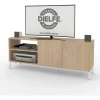 Rack Para Tv Led Melamina Caño- 2 Puertas- Estantes Ros 130