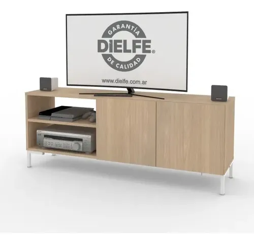 Rack Para Tv Led Melamina Caño- 2 Puertas- Estantes Ros 130