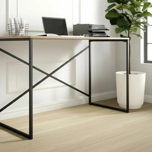 D_828035-MLA100112336383_122025-O.jpg Escritorio Para Oficina Y Hogar Melamina Madera 120 Cm Roble Kendal Con Caño Negro Moderno Minimalista Home Office Mesa... Roble Kendal / Negro