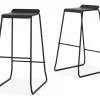 Banquetas Industrial Soho Negra Taburete Kit X2 Alto Asiento De Chapa Metálica Con Respaldo Caño Redondo 5/8 Para Barra Cocina Desayunador Living Resistente 90 Kg Bcs023 Dielfe Laqueado Negro