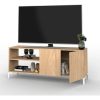 Mueble De Tv Rack Para Tv Led Tele Televisor Hasta 55'' Con 2 Puertas 2 Estantes Melamina 130cm Color Roble Natural Moderno Linea Oslo Ros130 Dielfe
