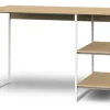 Escritorio Mesa De Trabajo Hogar Oficina Para Computadora Cpu 3 Estantes 120cm Color Blanco Y Roble Natural Ees120 Dielfe Roble Natural / Blanco
