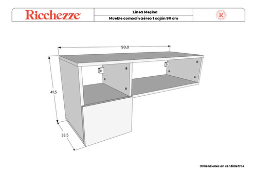 Mesa Flotante Comodin Tv Led Mueble Aéreo 1 Cajon Y Estantes