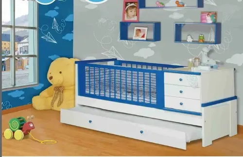Cama Cuna Funcional Lucia Con Carro-. Mdf Laqueado