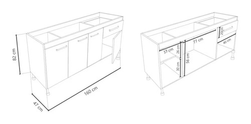 D_834370-MLA52147639771_102022-O.jpg Bajo Mesada 4 Puertas, 1 Cajon 1.60 X 0.82 X 0.48 - Dl 606