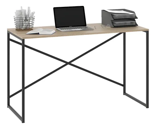 D_836654-MLA96086759337_102025-O.webp Escritorio Para Oficina Y Hogar Melamina Madera 120 Cm Roble Kendal Con Caño Negro Moderno Minimalista Home Office Mesa... Roble Kendal / Negro