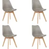 Juego De 4 Sillas De Comedor Tapizadas Con Diseño De Madera Tulipa De Eames, Asiento Gris Tulipán Beige