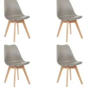 D_837053-MLA79472889740_102024-O.webp Juego De 4 Sillas De Comedor Tapizadas Con Diseño De Madera Tulipa De Eames, Asiento Gris Tulipán Beige