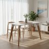 Mesa Fija Rectangular Oslo 140 X 82- Tapa Blanca Base Roble