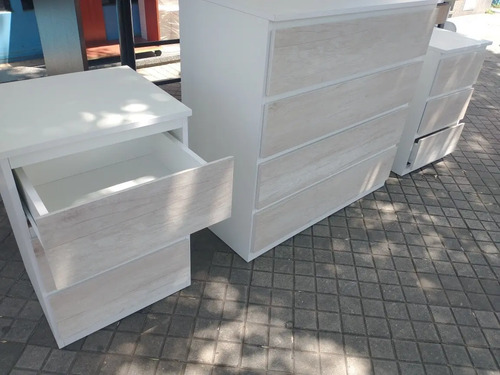 Cómoda Chifonier 90 Cm 4 Cajones + 2 Mesas De Luz 3 Cajones