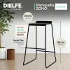 Banquetas Industrial Soho Negra Taburete Kit X2 Alto Asiento De Chapa Metálica Con Respaldo Caño Redondo 5/8 Para Barra Cocina Desayunador Living Resistente 90 Kg Bcs023 Dielfe Laqueado Negro