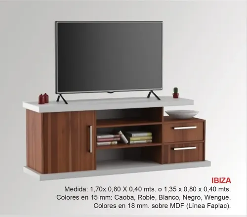 D_839780-MLA31720691801_082019-O.webp Rack Para Tv Led- Ibiza- Melamina- 135 X 80- 2 Cajones 1 Pta