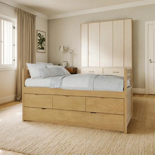 Divan Cama Con Cajones Y Carro Cama. Pino Lustrado Cod. 216