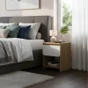 D_841596-MLA96173621835_102025-O.webp Mesa Luz 1 Cajon Linea Curvalba, Muebles Gacela Acabado Laqueado Color Blanco/roble Miel