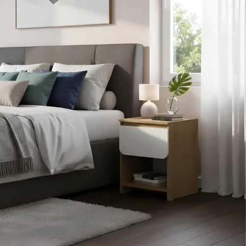 D_841596-MLA96173621835_102025-O.webp Mesa Luz 1 Cajon Linea Curvalba, Muebles Gacela Acabado Laqueado Color Blanco/roble Miel