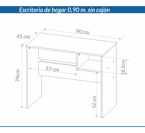 Escritorio Melamina 0.90 Con Cajon- Estante. Piro Oes 090