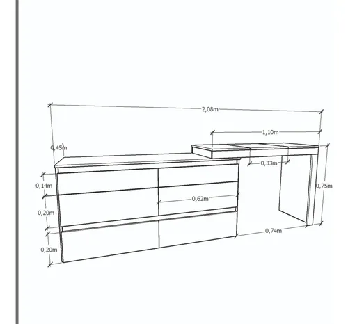 D_844151-MLA107579889415_022026-O.webp Comoda 6 Cajones Con Maquillador Tables 3114 Color Nevado Gris
