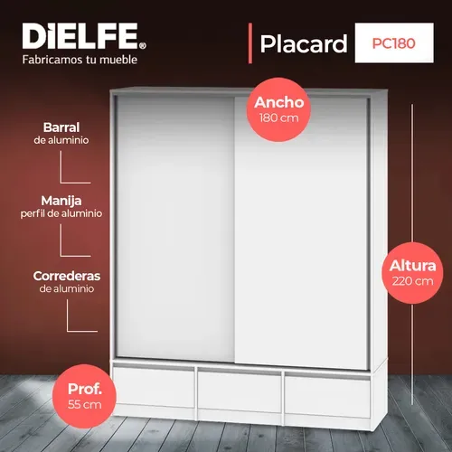 Ropero Placard Organizador- 2 Ptas Corred. 3 Caj. Pc-180
