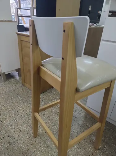 Taburete Banqueta Alta Con Respaldo Madera Cod. 139 Mediterr