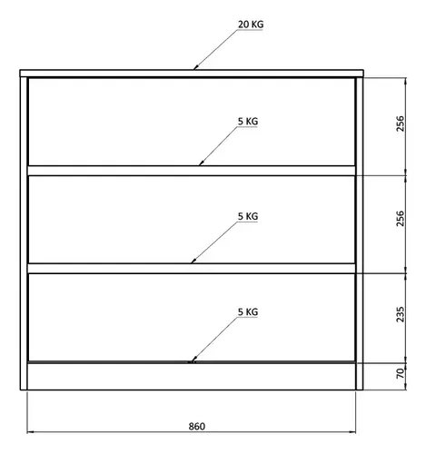 Cómoda 3 Cajones Línea Niza Organizador Dormitorio Living Guardado Ropa Accesorios Sin Tiradores Estilo Moderno Flotante... Gris / Roble Kendal