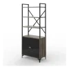 D_853798-MLA104225392724_012026-O.webp Biblioteca Estanteria Melamina Diseño Industrial Moderno Linea Soho Organizador Oficina Living Exhibidor Con Puertas Canyon Negro 172 Cm Ess070 Dielfe