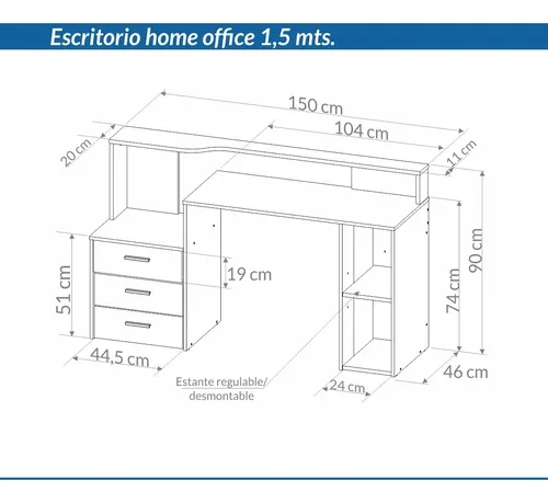 D_854117-MLA85671031140_062025-O.webp Escritorio Organizador Con 3 Cajones 150 X 90 X 45- Oes 107