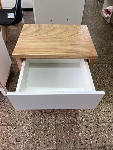 D_854233-MLA76616345004_062024-O.webp Mesa De Luz 1 Cajon, 1 Puerta- Tapa Paraiso, Con Blanco