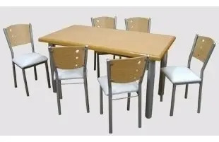 Combo Juego Comedor Mesa Comb + 6 Sillas Caño Resp. Mod. 7