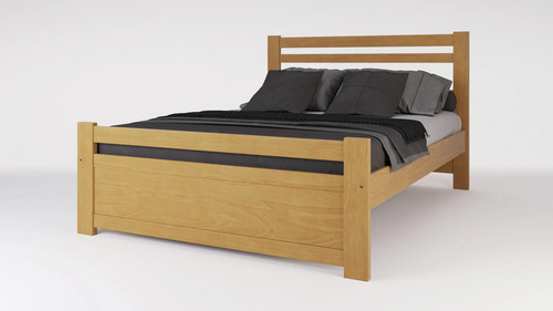 Cama 2 Plazas 140 X 190- Pino Lustrado Cod. 206- Pacifico
