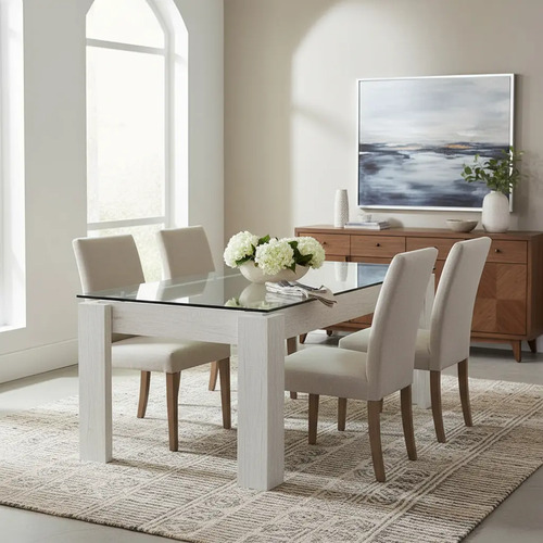 Mesa Fija Rectangular 1.80 X 0.90- Con Tapa De Vidrio- Vitro
