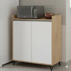 D_861337-MLA98391533052_112025-O.jpg Mueble Auxiliar Cocina Bajo Portamicroondas Organizador Guardado Alacena 90 Cm Doble Puerta Estantes Patas Elevadas Moderno Roble Kendal Blanco Multiuso Hogar Cocina Aucb900 Dielfe Blanco Y Roble