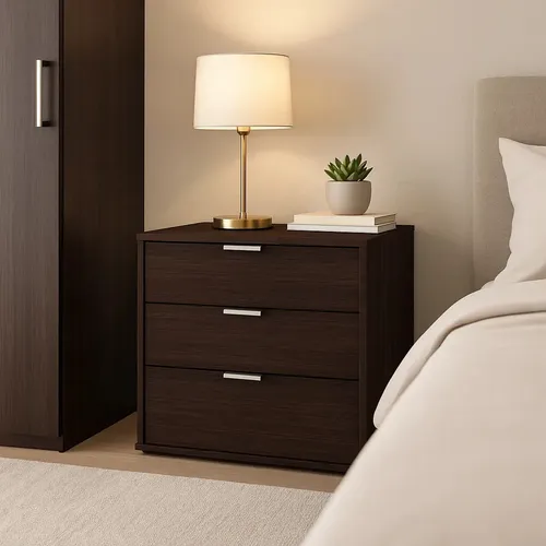 Cajonera 3 Cajones Organizador Dormitorio Living Oficina Con Tiradores Aluminio Correderas Metálicas Melamina Wengue 50 Cm Guardado Ca3cl Dielfe