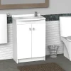 Vanitory Mueble Para Baño Con Bacha 1 Agujero 55 Cm De Pie Color De La Bacha Blanco Color Del Mueble Blanco