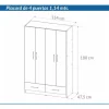 Placard Ropero 4 Puertas, 2 Cajones 1.14- 1.80- 0.47 Dpb 114