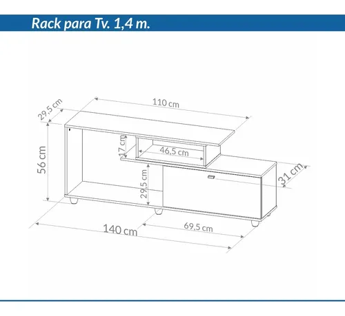 Rack Mesa Para Tv Led 140 X 56 X 30- Ltv 140- Piro